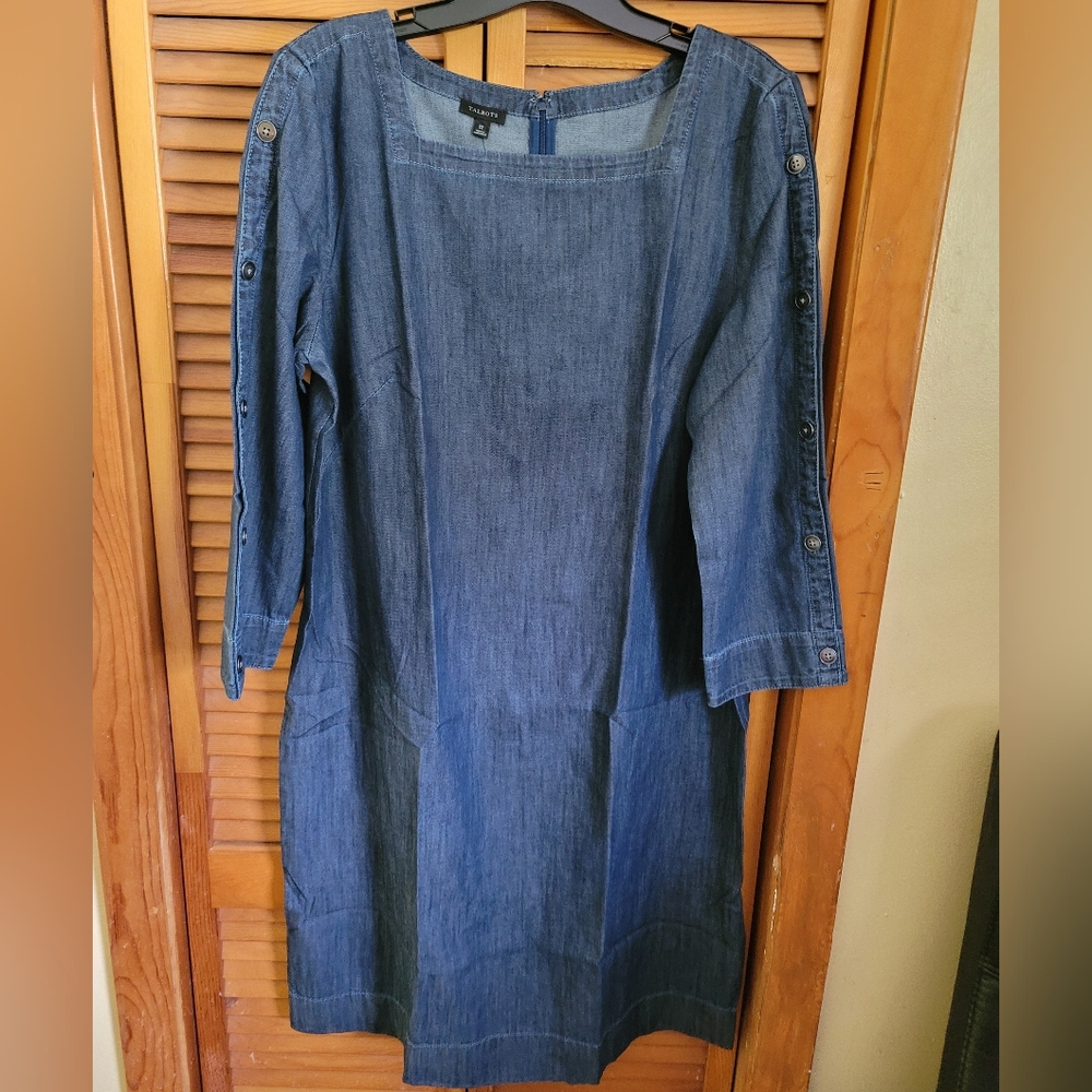 NWT Talbots Striated Denim Shift Dress Size 12